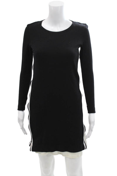 Akris Punto Womens Long Sleeves Sweater Dress Black White Wool Size 2