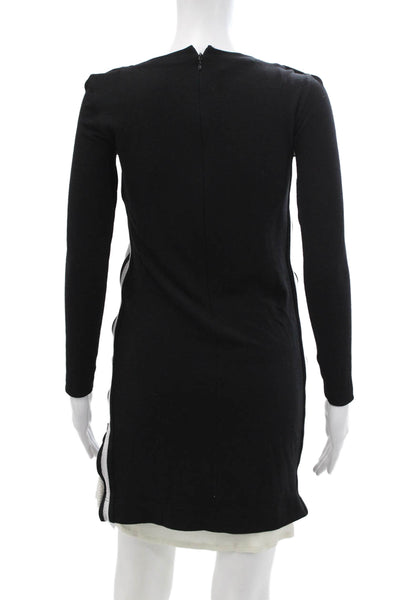 Akris Punto Womens Long Sleeves Sweater Dress Black White Wool Size 2
