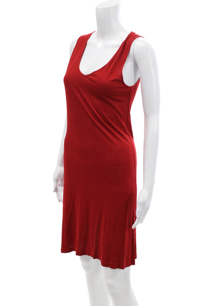 Eres Womens Sleeveless V Neck Knee Length Shirt Dress Red Size 8