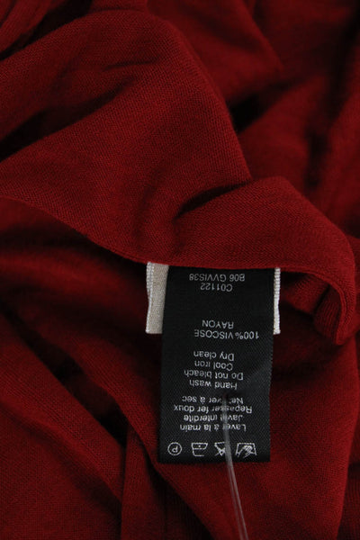 Eres Womens Sleeveless V Neck Knee Length Shirt Dress Red Size 8