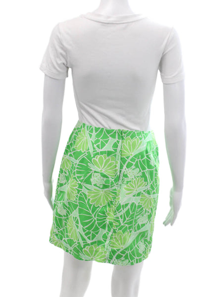 Lilly Pulitzer Womens Floral Print Mini Skirt Green White Cotton Size 2