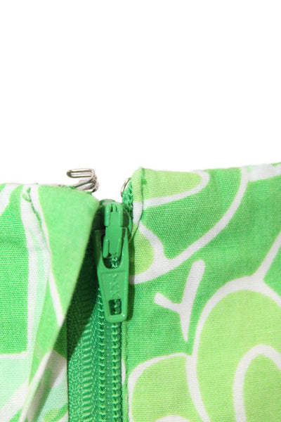 Lilly Pulitzer Womens Floral Print Mini Skirt Green White Cotton Size 2