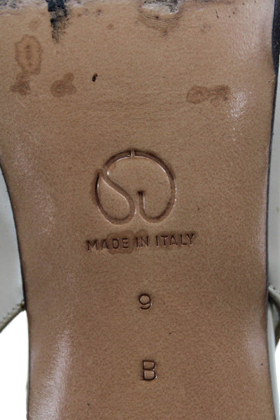 St. John Womens Patent Leather Gold Tone Slingbacks Pumps Beige Size 9 B