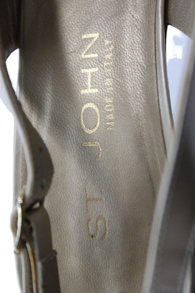 St. John Womens Patent Leather Gold Tone Slingbacks Pumps Beige Size 9 B