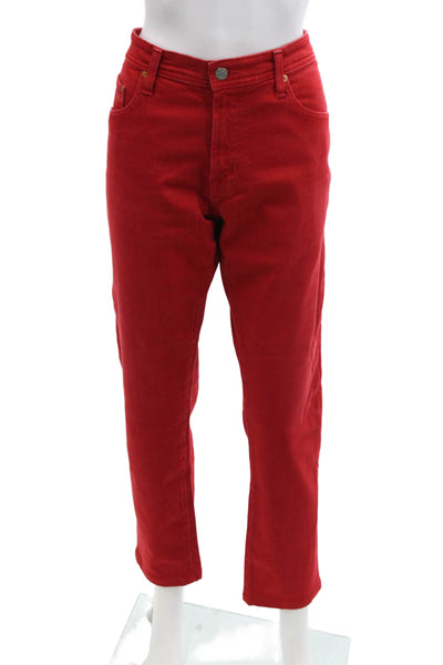 AG-ED Denim Womens Tellis Modern Slim Straight Jeans Red Size 34