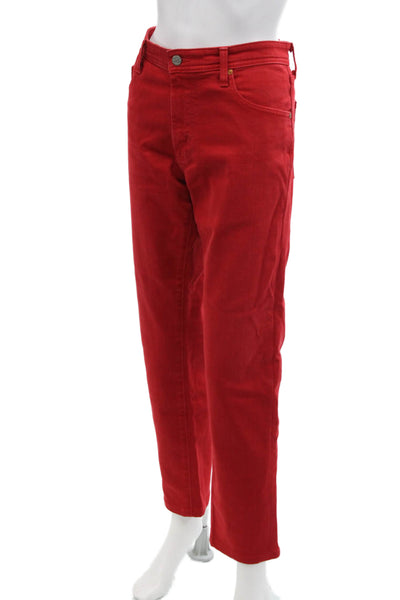 AG-ED Denim Womens Tellis Modern Slim Straight Jeans Red Size 34