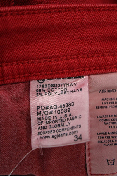 AG-ED Denim Womens Tellis Modern Slim Straight Jeans Red Size 34