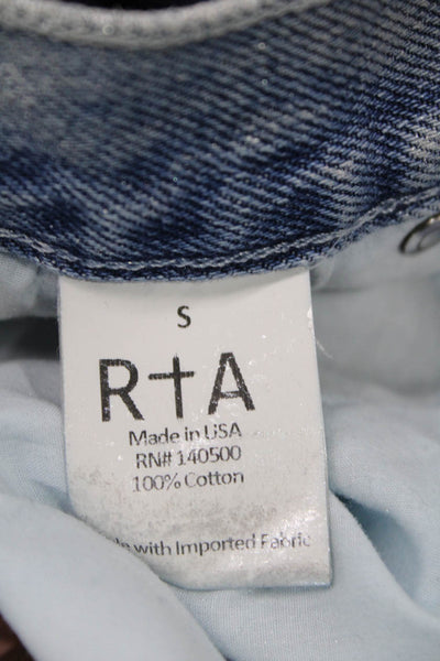 R+A Womens Metallic Belt High Rise Straight Leg Denim Jeans Blue Size S