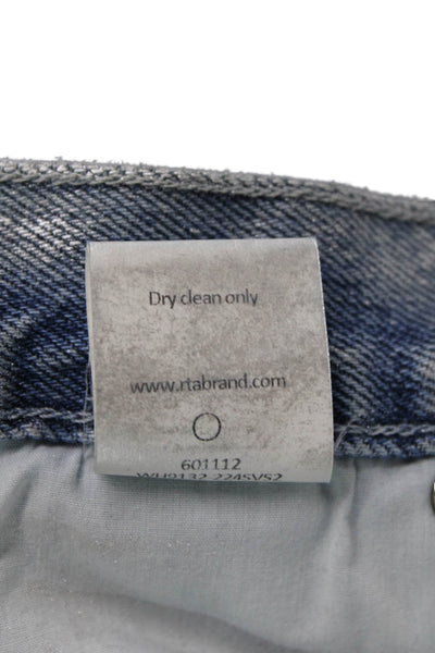 R+A Womens Metallic Belt High Rise Straight Leg Denim Jeans Blue Size S
