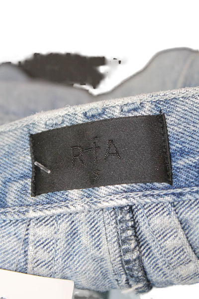 R+A Womens Metallic Belt High Rise Straight Leg Denim Jeans Blue Size S