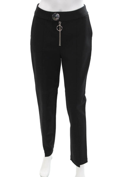 Yigal Azrouel Womens High Rise Zip Front Straight Leg Pants Black Size 4
