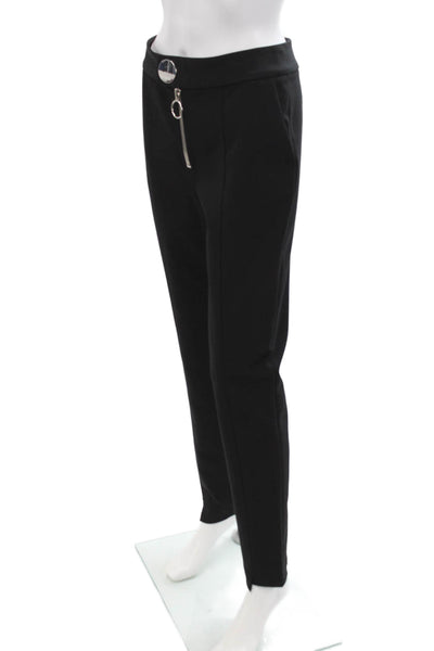 Yigal Azrouel Womens High Rise Zip Front Straight Leg Pants Black Size 4