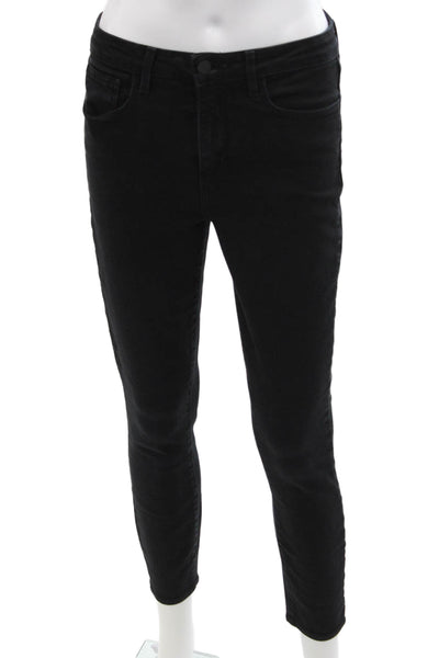 L'Agence Womens High Rise Solana Flare Leg Denim Jeans Black Size 27