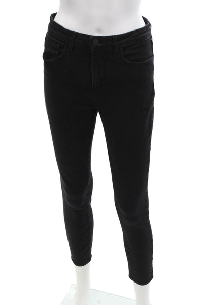 L'Agence Womens High Rise Margot Skinny Ankle Denim Jeans Black Size 27