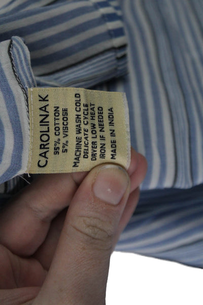 Carolina K Womens Striped Print Sleeveless Square Neck Tiered Dress Blue Size M