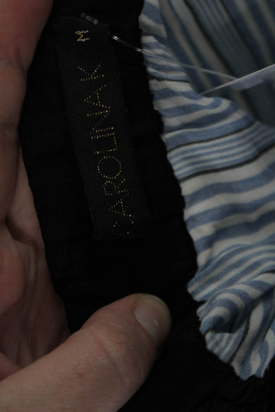 Carolina K Womens Striped Print Sleeveless Square Neck Tiered Dress Blue Size M