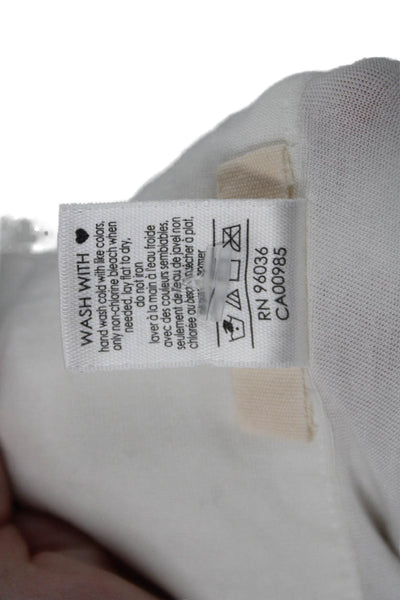 Eberjey Womens Collared V-Neck Short Sleeve Sheer Mesh Ruffle Top White Size XS