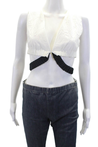 Thakoon Womens Sleeveless V Neck Wrap Crop Top White Size M