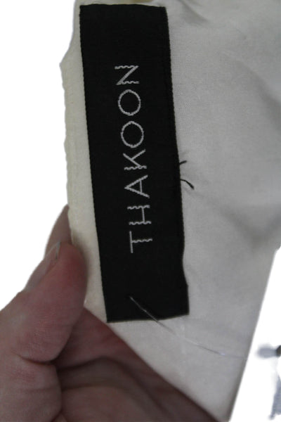 Thakoon Womens Sleeveless V Neck Wrap Crop Top White Size M