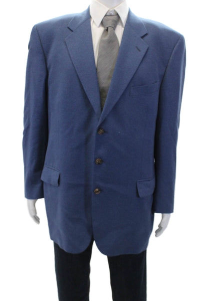 Joseph Abboud Mens Three Button Blazer Jacket Blue Wool Size 42 Long