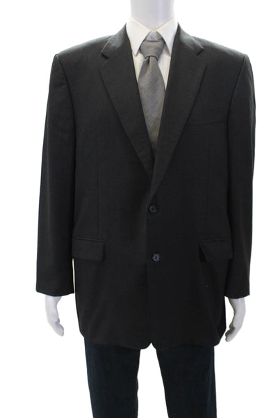Hickey Freeman Mens Two Button Blazer Jacket Grey Wool Size 44 Regular