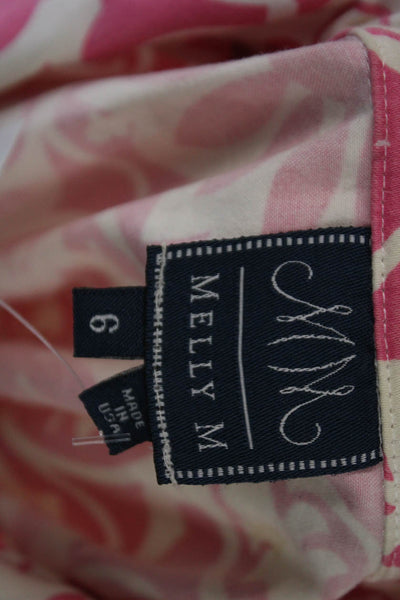 Melly M Dress Long Sleeve Collared V Neck Floral Dress Pink Size 6