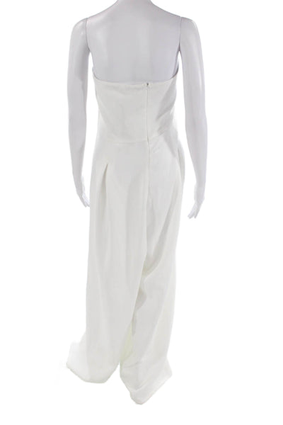 Boohoo Womens Back Zip Strapless Bandeau Wide Leg Jumpsuit White Size 14
