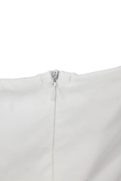 Boohoo Womens Back Zip Strapless Bandeau Wide Leg Jumpsuit White Size 14