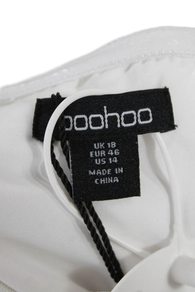 Boohoo Womens Back Zip Strapless Bandeau Wide Leg Jumpsuit White Size 14