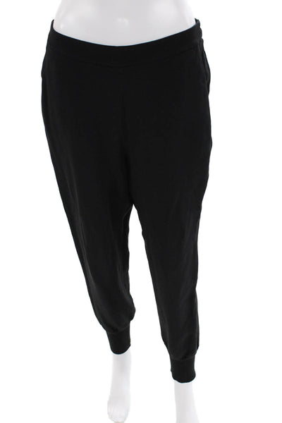 Stella McCartney Womens Straight Leg Elastic Waist Cuffed Pants Black Size 42