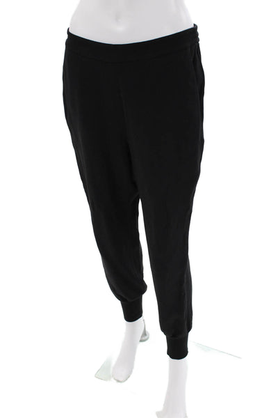 Stella McCartney Womens Straight Leg Elastic Waist Cuffed Pants Black Size 42