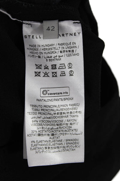 Stella McCartney Womens Straight Leg Elastic Waist Cuffed Pants Black Size 42