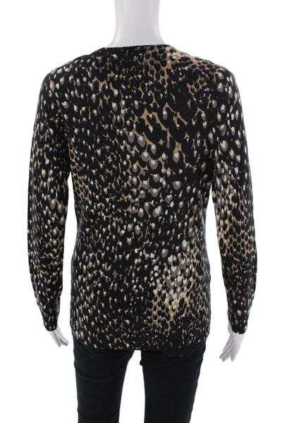 Trina Turk Womens Merino Wool Abstract Print Long Sleeve Cardigan Black Size S