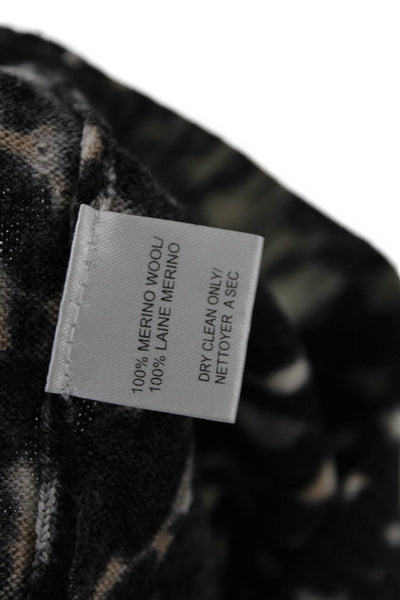 Trina Turk Womens Merino Wool Abstract Print Long Sleeve Cardigan Black Size S