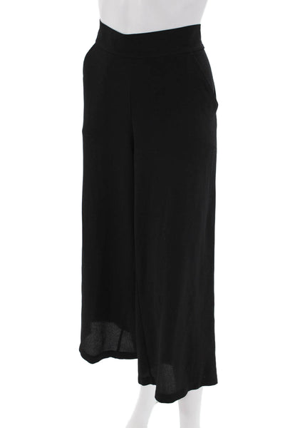 Max Studio Womens Elastic Waist Straight Leg Pants Black Size L