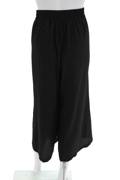Max Studio Womens Elastic Waist Straight Leg Pants Black Size L
