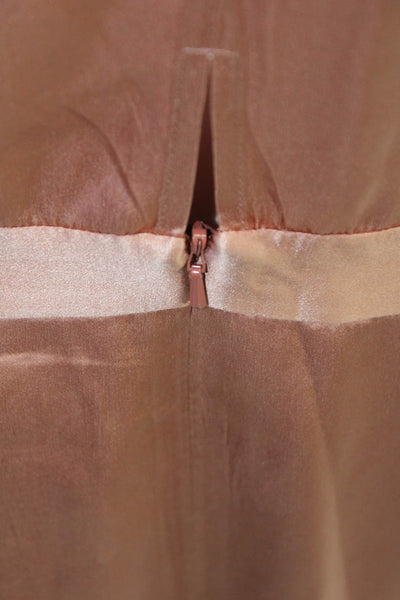 Michelle Mason Womens Silk V Neck Sleeveless Knee Length Dress Beige Size 4