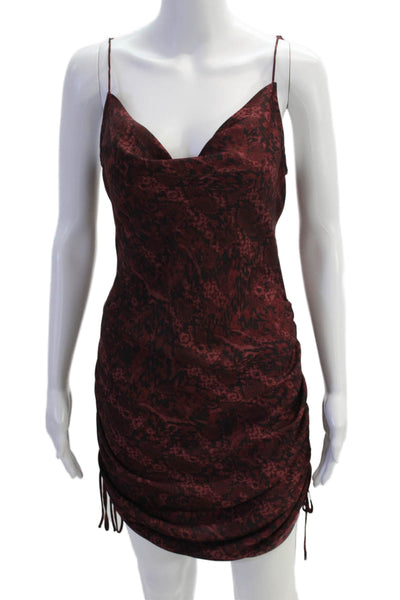 Intimately Free People Womens Animal Print Drawstring Dress Red Size Small