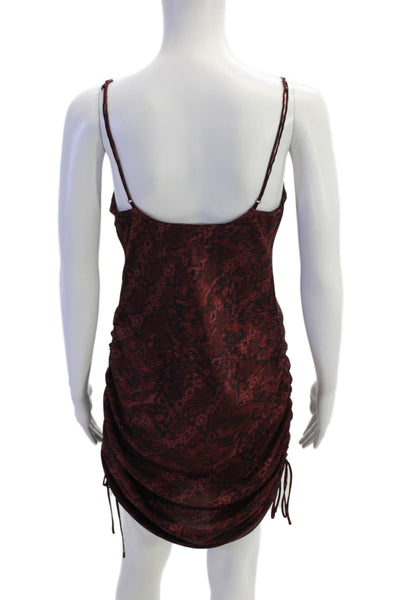 Intimately Free People Womens Animal Print Drawstring Dress Red Size Small