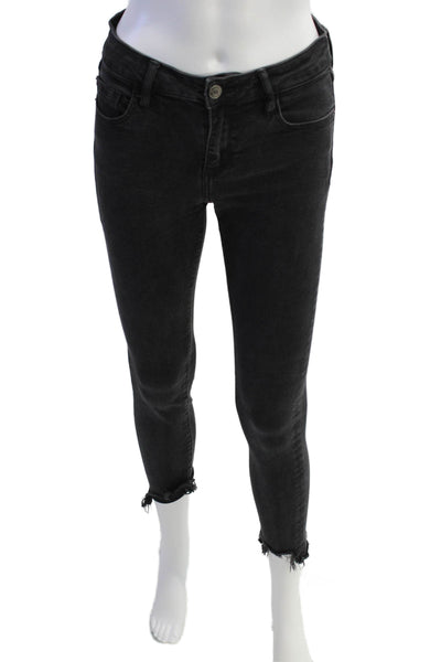 Hidden Womens High Rise Zip Up Raw Hem Skinny Leg Jeans Black Size 27