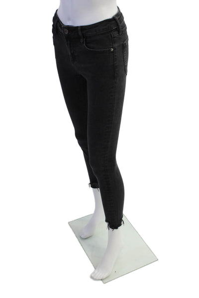 Hidden Womens High Rise Zip Up Raw Hem Skinny Leg Jeans Black Size 27