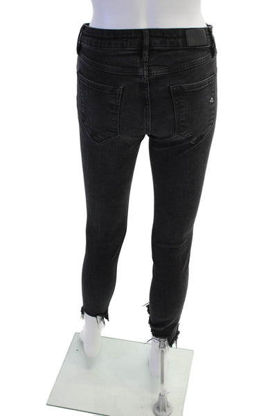 Hidden Womens High Rise Zip Up Raw Hem Skinny Leg Jeans Black Size 27