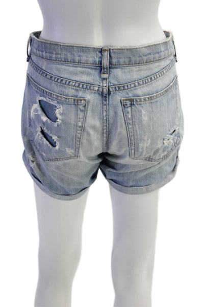 Rag & Bone Jean Womens Denim Distressed Cuffed Shorts Blue Cotton Size 25