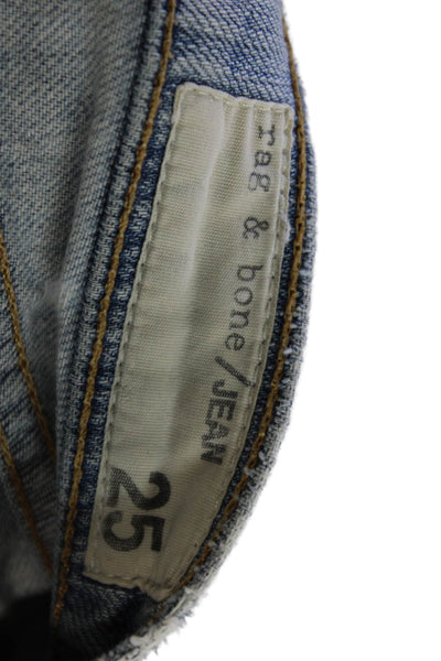 Rag & Bone Jean Womens Denim Distressed Cuffed Shorts Blue Cotton Size 25