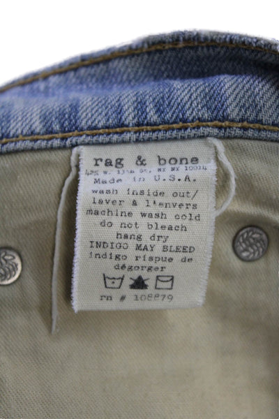 Rag & Bone Jean Womens Denim Distressed Cuffed Shorts Blue Cotton Size 25