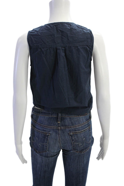 Ramy Brook Womens V Neck Cropped Tank Top Navy Blue Size Extra Small