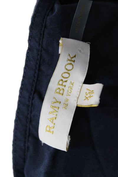 Ramy Brook Womens V Neck Cropped Tank Top Navy Blue Size Extra Small