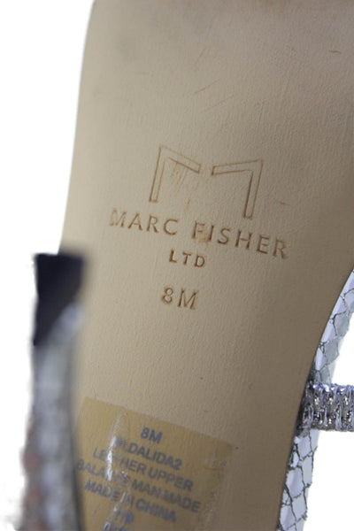 MARC FISHER LTD Womens Leather Ankle Strap Sandal Heels Silver Size 8 Medium