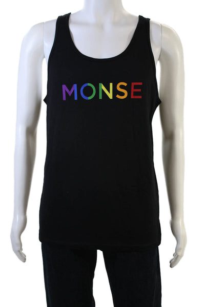 Monse Unisex Adults Cotton Graphic Print Scoop Neck Tank Top Black Size M