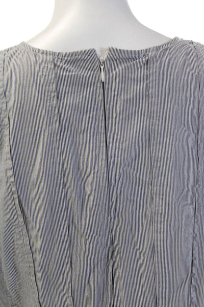 Ann Taylor Womens Back Zip Sleeveless V Neck Striped Dress Gray White Size 8